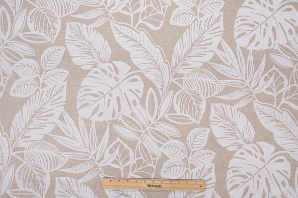 Sample of Delray Printed Polyester Outdoor Fabric in Natural 