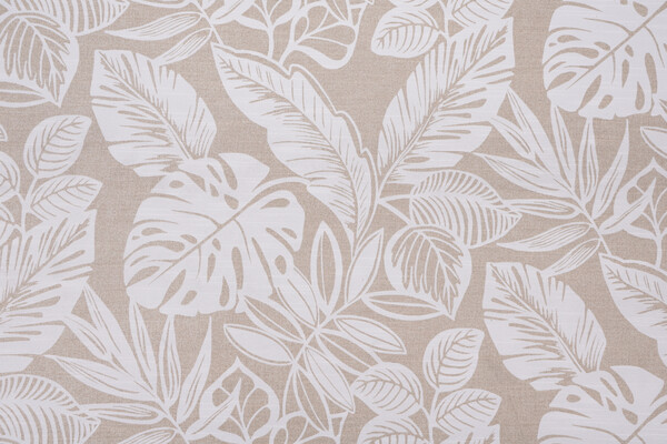 Sample of Delray Printed Polyester Outdoor Fabric in Natural 