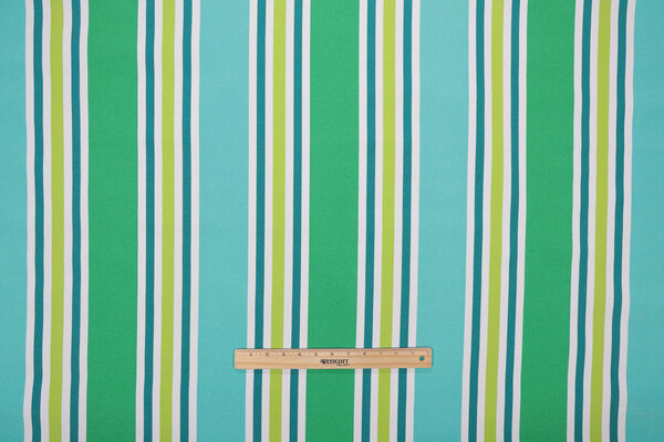Aruba Stripe Printed Polyester Outdoor Fabric in Turquoise/Green 