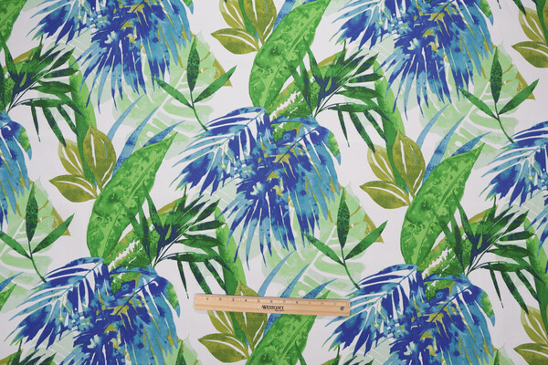 Duralee Soleil Printed Polyester Outdoor Fabric in Blue/Green 