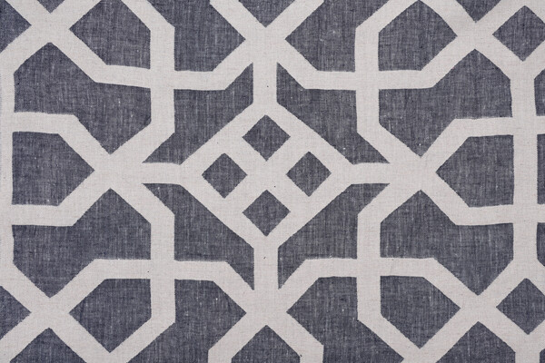 Trellis Damask Upholstery Fabric in Denim 