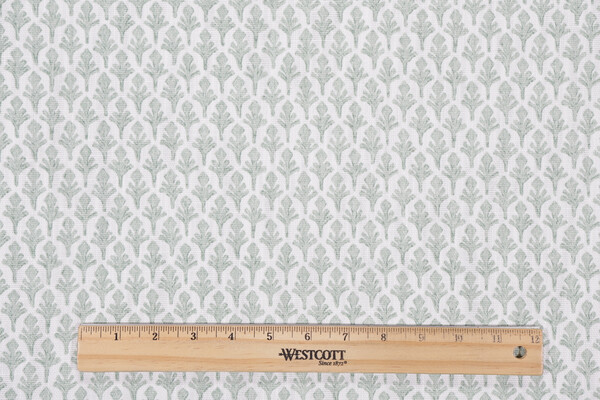 Lacefield Ponce-Chatham White Printed Cotton Blend Drapery Fabric in Eucalyptus 