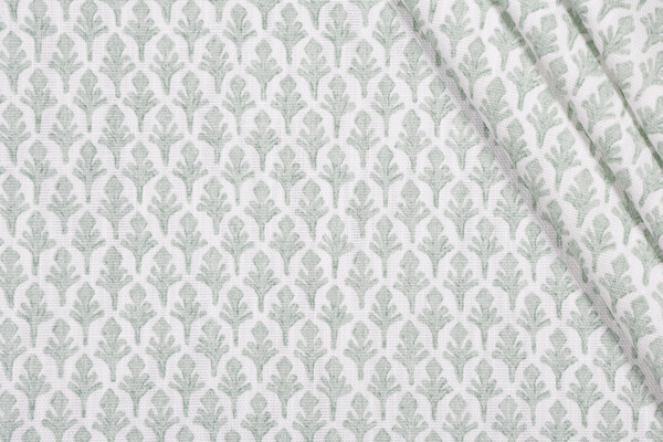 Lacefield Ponce-Chatham White Printed Cotton Blend Drapery Fabric in Eucalyptus 