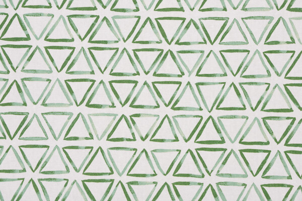 Waverly Painted Triangle Printed Cotton Drapery Fabric in Verte 