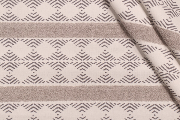 PK Lifestyles Stitched Path Printed & Embroidered Drapery Fabric in Cloud