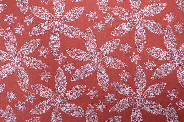 Stof France Auckland Printed Cotton Twill Drapery Fabric in Terracotta