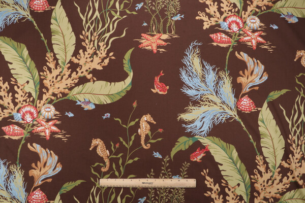 Thibaut Tidal Pool F96706 Printed Cotton Drapery Fabric in Brown