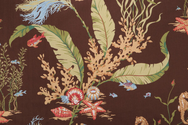 Thibaut Tidal Pool F96706 Printed Cotton Drapery Fabric in Brown