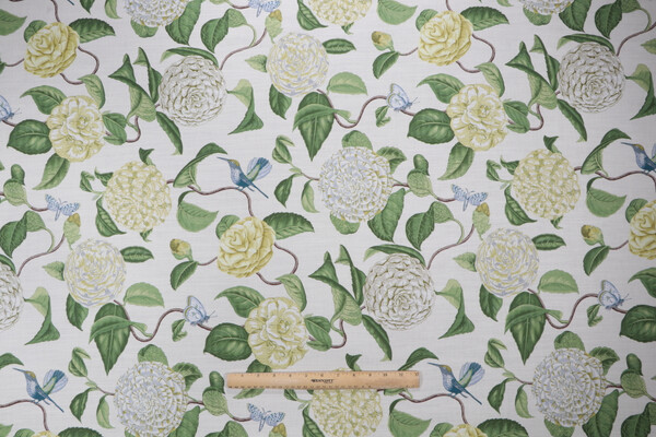 Kaufmann Camellia Printed Cotton Drapery Fabric in Oasis