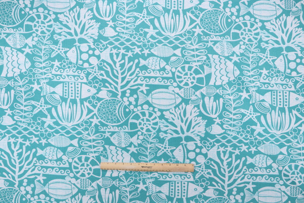 Richloom Seagate Printed Polyester Outdoor Fabric in Ocean