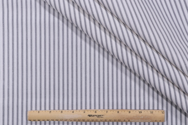 Magnolia Home Berlin Ticking Stripe Printed Cotton Drapery Fabric in Slate