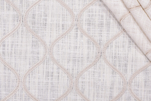 Sample of PK Lifestyles Griffith Embroidered Drapery Fabric in Sand 