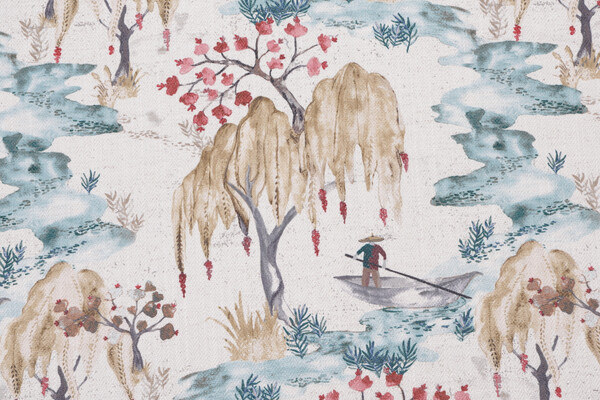 Mill Creek Kimura-Hathor Printed Polyester Blend Drapery Fabric in Oasis 