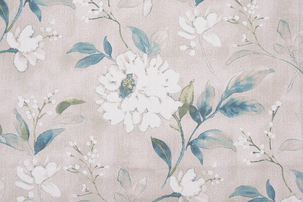 Mill Creek Rosella-Petro Printed Cotton Drapery Fabric in Cascade 