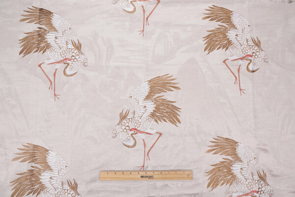 TFA Whirly Bird Embroidered Damask Decorator Fabric in Bronze 