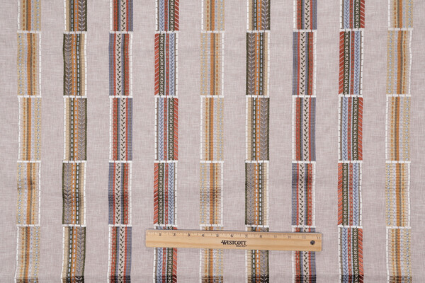 TFA Padam Padam Embroidered Decorator Fabric in Mission 