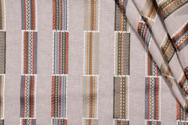 TFA Padam Padam Embroidered Decorator Fabric in Mission 