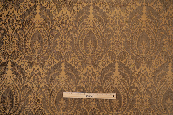 Scalamandre Sultana Chenille Damask Upholstery Fabric in Bronze