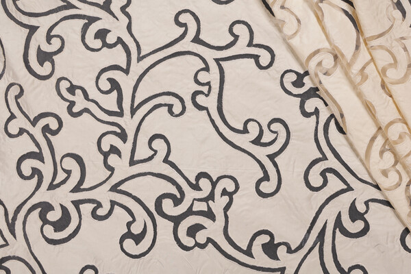 Fonthill Corinthian Silk Cutout Decorator Fabric in Cream
