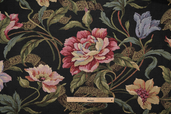 Scalamandre Sumatra Heavy-Weight Tapestry Upholstery Fabric in Multi/Black