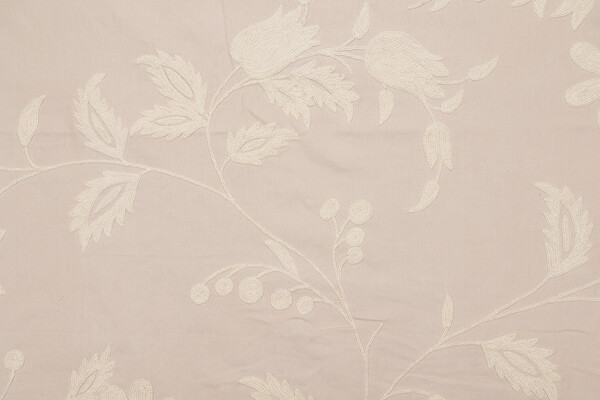 Scalamandre Admar Crewel Embroidered Drapery Fabric in Cream