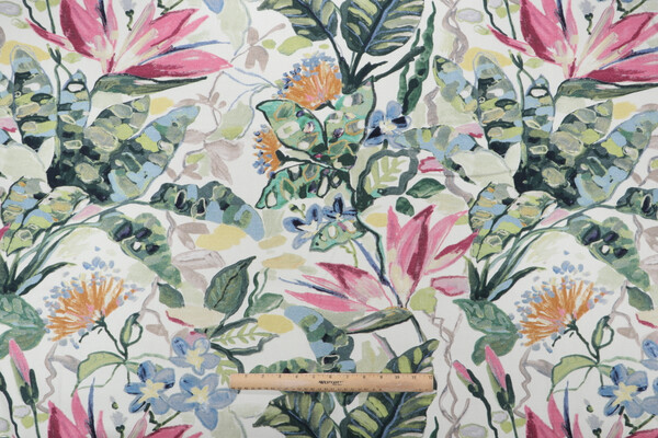 Mill Creek Flowers Of Paradise-Opulence Printed Cotton Drapery Fabric in Fresh Cut