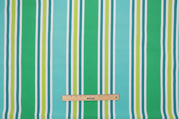 Aruba Stripe Printed Polyester Outdoor Fabric in Turquoise/Green