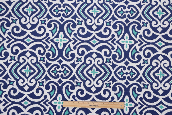 Click for 1 Yards Robert Allen New Damask Polyester Outdoor Fabric in Marine Robert Allen New Damask Polyester Outdoor Fabric in Marine