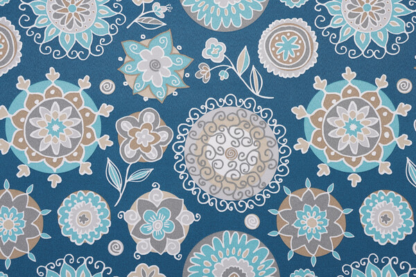 Trista Printed Polyester Outdoor Fabric in Blue
