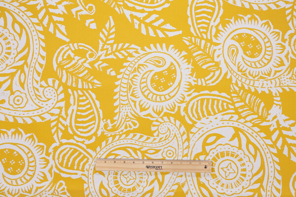Addie Printed Polyester Outdoor Fabric in Yolk