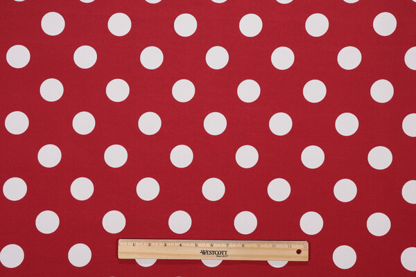 Polka Dot Printed Polyester Outdoor Fabric in Red