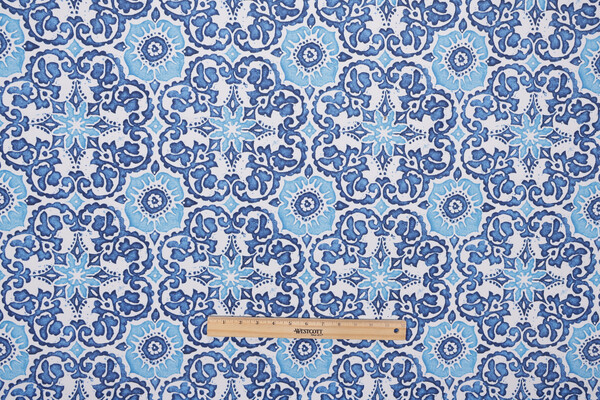 Woodblock Prism Printed Polyester Outdoor Fabric in Bright