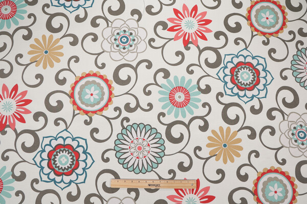 Waverly Sun N Shade Pom Pom Play Printed Polyester Outdoor Fabric in Peachtini