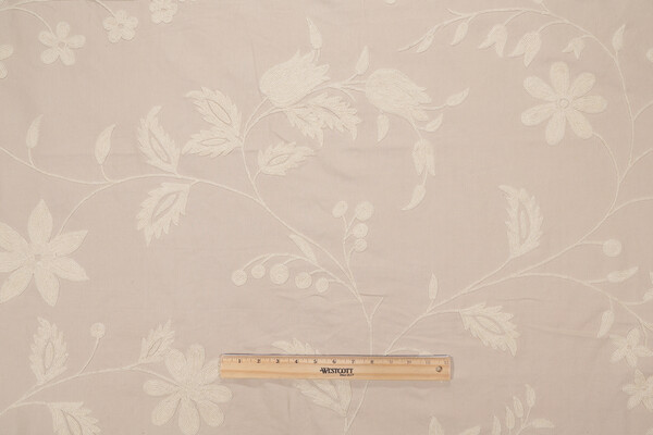 Scalamandre Admar Crewel Embroidered Drapery Fabric in Cream