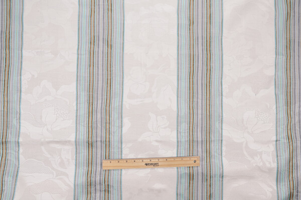Scalamandre Damasco Imberline Damask Decorator Fabric in White/Aqua