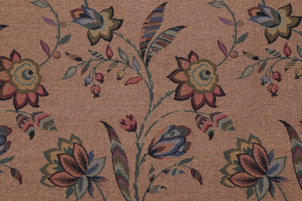Scalamandre Gobelin Tapestry Upholstery Fabric in Green/Blue/Brown on Cocoa