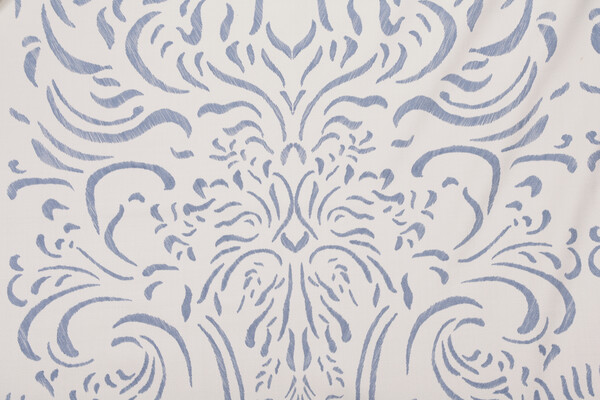 Fonthill Pushkin Damask Hand-Printed Wool Drapery Fabric in Eclipse