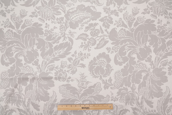 Fonthill Elizabeth Damask Hand-Printed Wool Drapery Fabric in Paloma