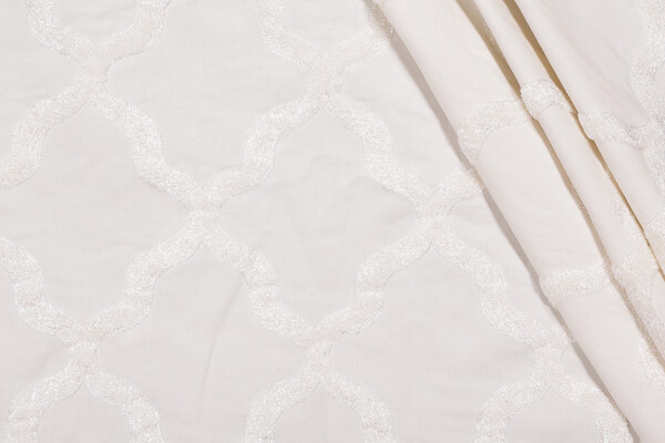 Fonthill Astley Boucle Embroidered Drapery Fabric in Ivory