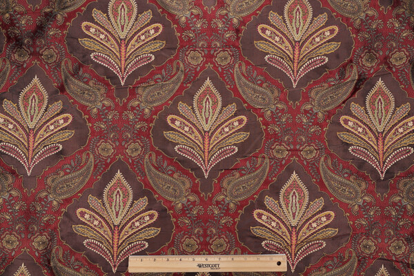 Scalamandre Silk Embroidered Decorator Fabric in Red/Multi