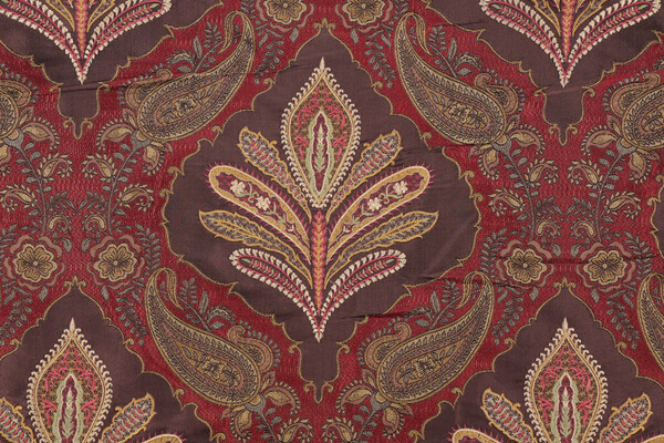 Scalamandre Silk Embroidered Decorator Fabric in Red/Multi