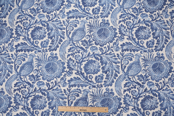 Williamsburg Tucker Resist Printed Polyester Outdoor Fabric in Wedgewood