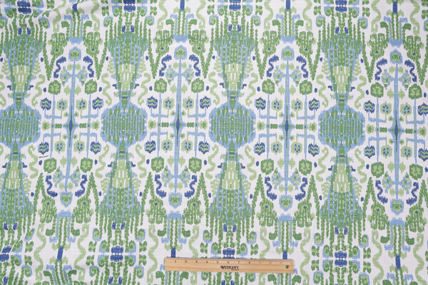 Lacefield Bombay Printed Cotton Drapery Fabric in Kelly