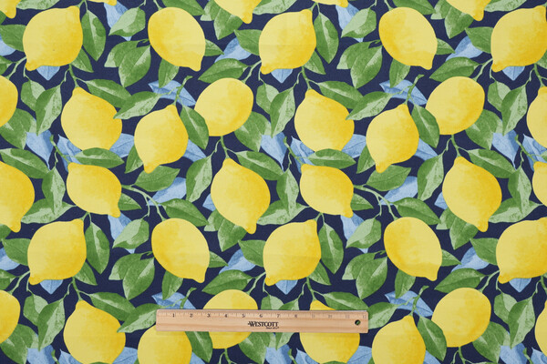 PK Lifestyles Lemon Printed Polyester Outdoor Fabric in Sapphire