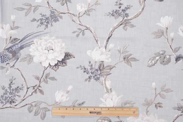 Covington Joybird Printed Cotton Drapery Fabric in 96-Dove