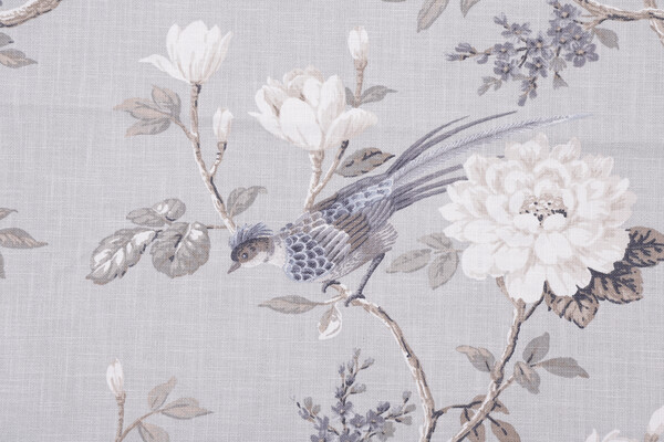 Covington Joybird Printed Cotton Drapery Fabric in 96-Dove