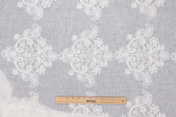 Kendall Sheer Embroidered Drapery Fabric in Ivory