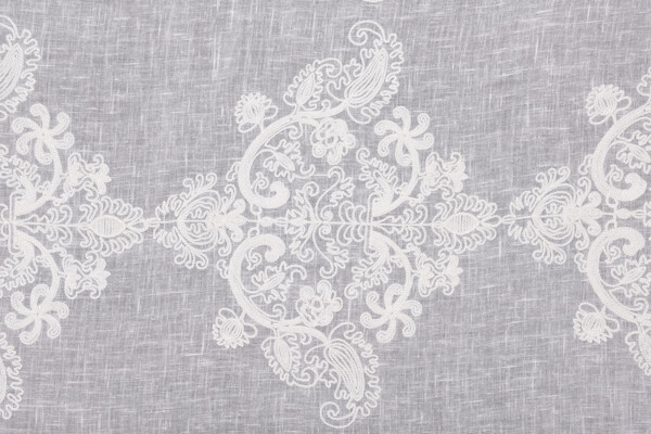 Kendall Sheer Embroidered Drapery Fabric in Ivory