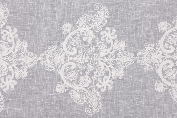 Kendall Sheer Embroidered Drapery Fabric in Ivory