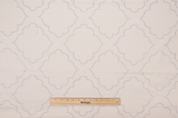 Elegance Embroidered Decorator Fabric in Ivory